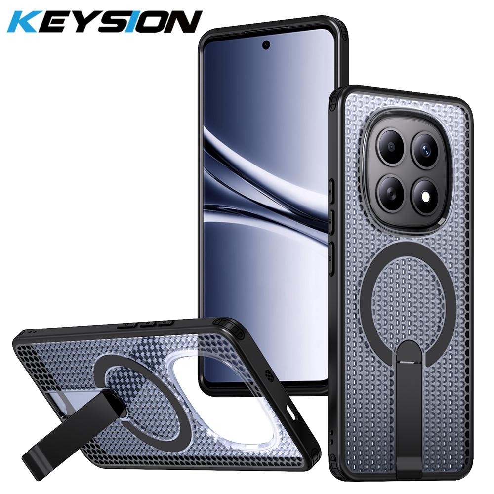 

KEYSION Hollow Heat Dissipation Case for Redmi Note 15 Pro+ 5G 15 Pro 4G Magnetic Cooling Hide Stand Shockproof Phone Back Cover for Redmi Note 15 4G чёрный