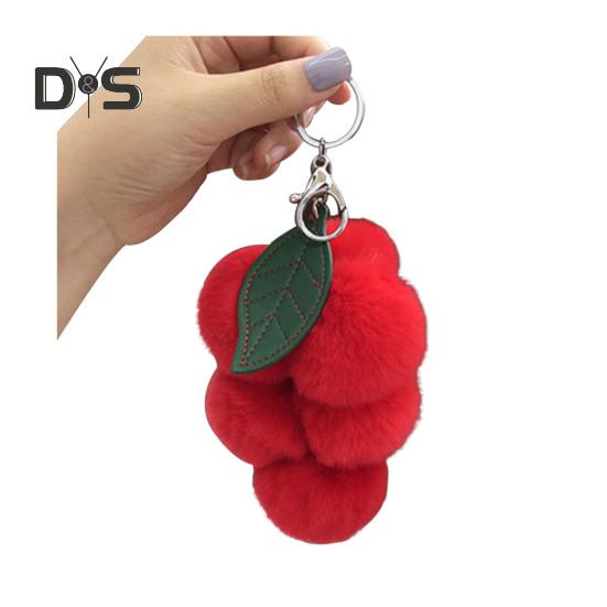 

Брелок для ключей «Плюшевый виноград», пушистый искусственный мех, украшение для сумки, подвеска с металлической пряжкой, рюкзак, ключи от машины, кошелек, телефон, подвеска красный