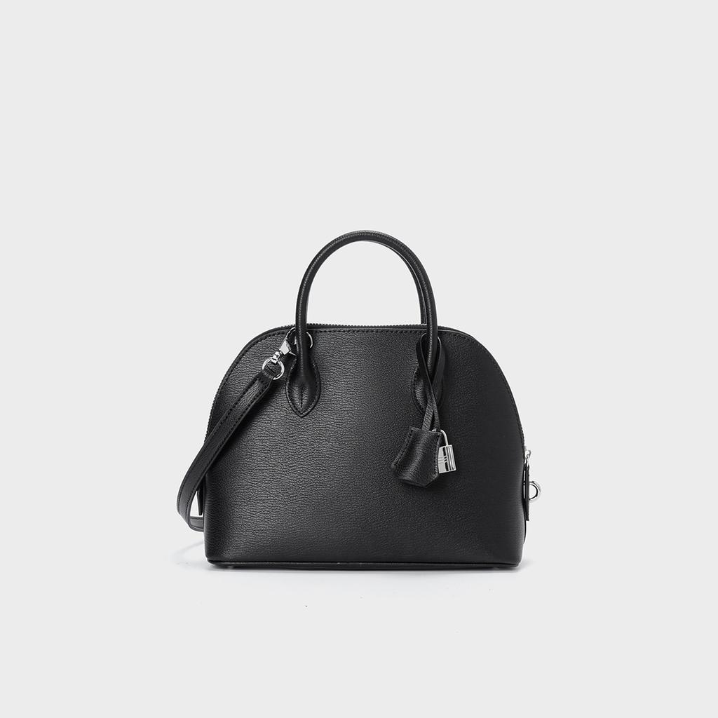 Leather shell bag women's new spring and summer light luxury high-end niche tote bag crossbody bowling bag