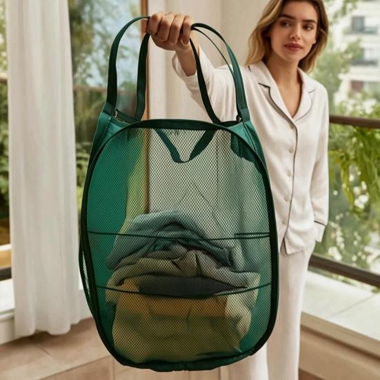 Yousheng Dirty Clothes Basket Foldable Breathable Mesh Fabric Laundry Bin Prevents Odor Container for Bathroom Laundry Storage Home