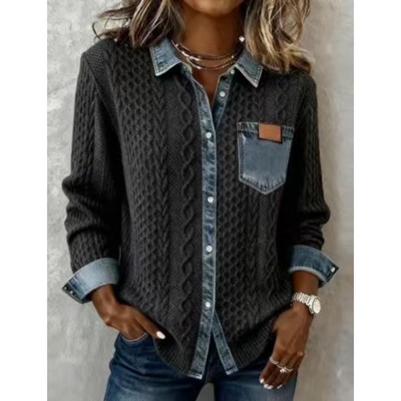 HNXC Moda Donna Casual Autunno Inverno Manica Lunga Collo Polo Camicie & Bluse Classico Raffinato