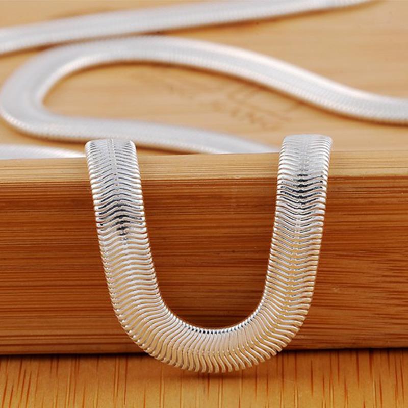 925 Sterling Silver Set 6MM Snake Chain Wedding Charm Jewelry