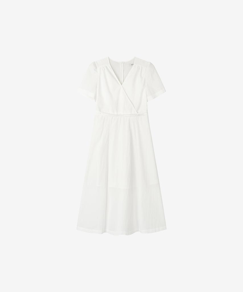 BASIKA Soft Wrap Cotton Dress (White)