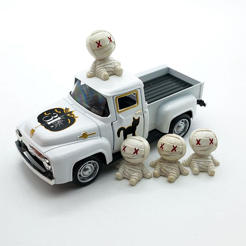 New Halloween Retro Truck Coffee Bar Decor, Mini Cute Farmhouse Style Halloween Metal Truck Decor Gifts, Vintage Diecast Model