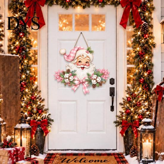 Seasonal Front Door Decor Wooden Christmas Hanger, Santa Claus Wall Plaque, Holiday Sign for Entryway Mantel Corridor Decor, Gift Family Friends