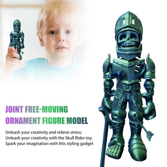 3D Printed Skeleton Knight Figurine Movable Joints Halloween Spooky Skeleton Warrior Articulated Skeleton Soldier Model Toy Desktop Decoration