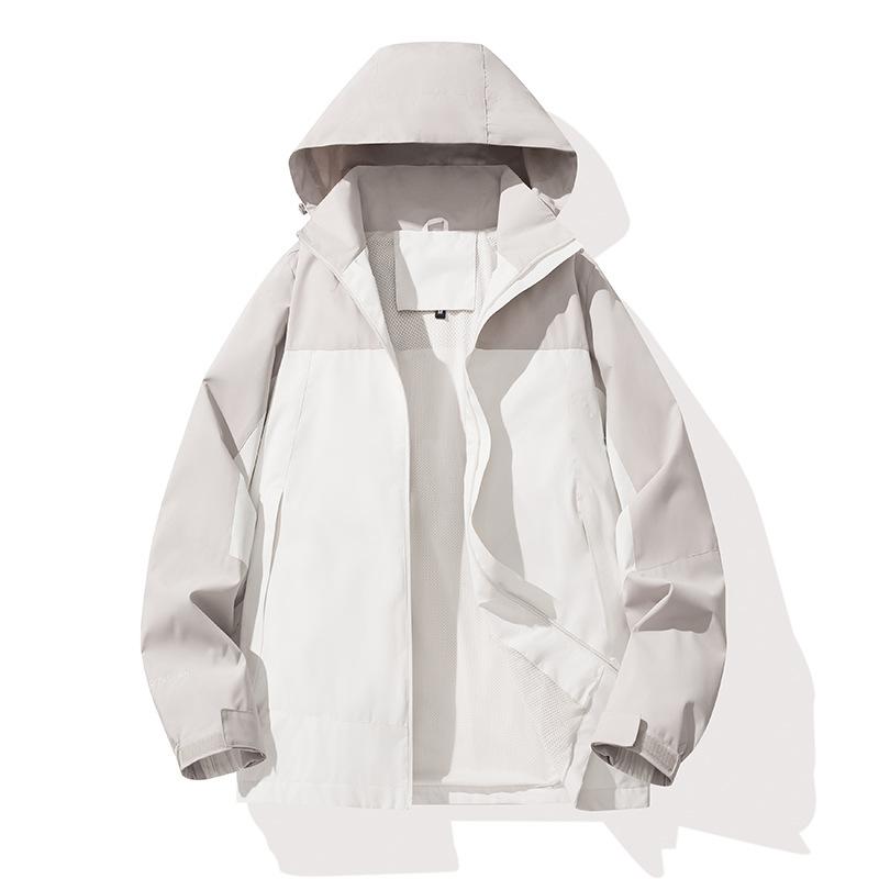 Autumn New Outdoor Windproof Waterproof Jacket Couple Can Detachable Hat Mountaineering Wear Sports Casual Jacket Men