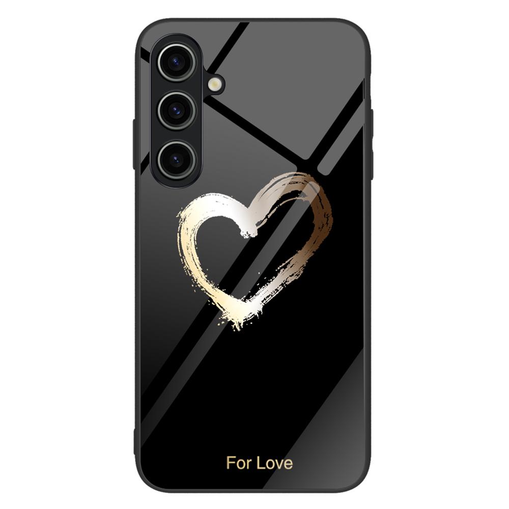 

Для Samsung Galaxy S23 FE Чохол з загартованого скла з принтом, PC+TPU, амортизація, чохол для телефону For Love/Black