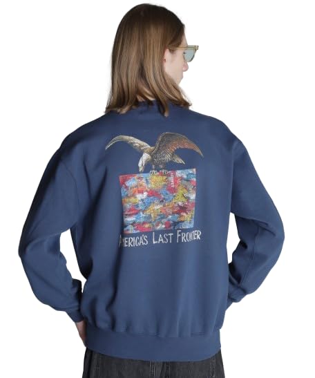 

Schott Eagle and Map Crew Sweatshirt, Men s, Size S (120), Navy, 782-4232007