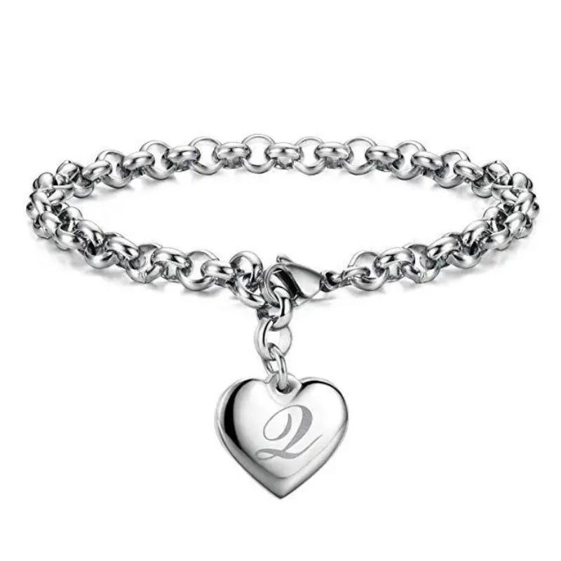 925 Sterlingsilber edles Herz 26 Buchstaben Kettenarmbänder für Frauen Mode Party Hochzeit Schmuck Geschenke