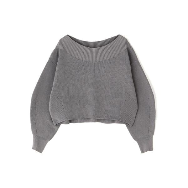 Beauty Cropped Knit Red [Natural Basic] Off-the-Shoulder Sweater,