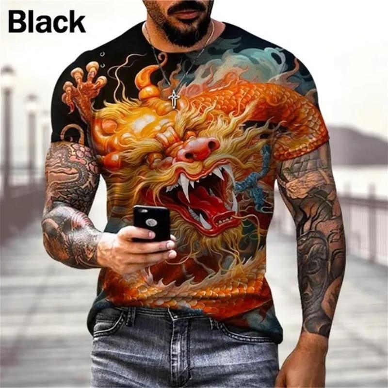 Cool Chinese Dragon 3D Printed T-Shirts Men's Fashion Hip-Hop Street Casual Funny Tops Tees Trend Personality Male Women Apparel