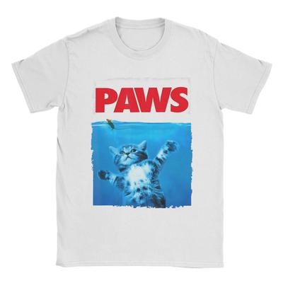 Paws Cat and Mouse Top Parody T Shirts Men Cotton Vintage T-Shirts Round Collar  Tees Short Sleeve Tops Plus Size