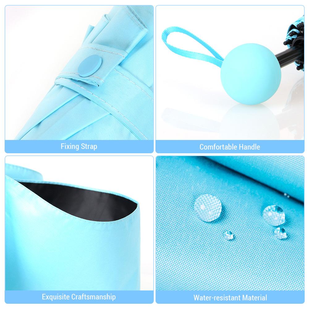 Дорожный солнцезащитный зонт Компактный пятикратный солнцезащитный зонт UPF 50+ чёрный — фото 5