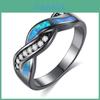 Stunning Opal Ring With Heart Shaped Blue Cubic Zirconia For Women In Vintage Style