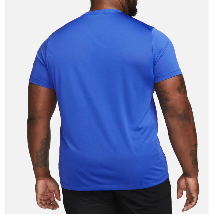 Nike Solid Color Brand Logo Round Neck Short Sleeve T-Shirt Men Tops Royal-Blue DX0989-480