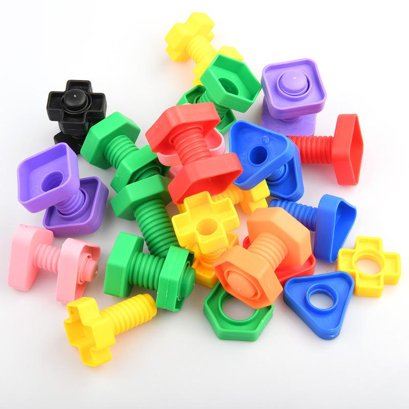 Screw Building Blocks Nut Shape Match Puzzle Toys For Children Infant Montessori Shape Color Recognize Educational Toys