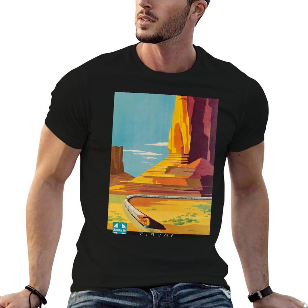 Santa Fe Vintage Reiseplakat T-Shirt Klassisches Grafik-Oberteil mit kurzen Ärmeln