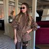 Elegant Plaid Women Set Casual Full Sleeve Zipper Jacket High Waist Pockets Shorts 2025 Spring Office Lady Commute Suit