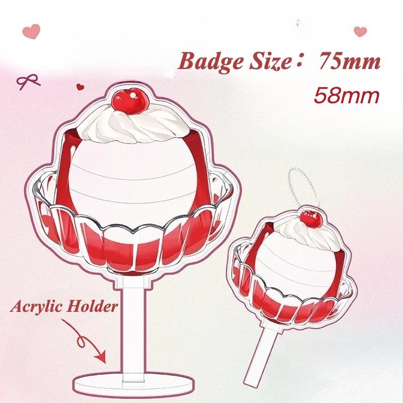 Pudding Cup PVC Badge Ornaments for Girls Desktop Decoration 75mm Badge Holder Anime Badges Display Japan Style Kawaii Design