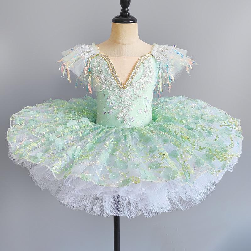 Toddler Sequined White Ballet Tutu Dress Girls Jazz Dance Costumes Children Ballerinas Tutu Outfits Kids Ballroom Dance Clothes