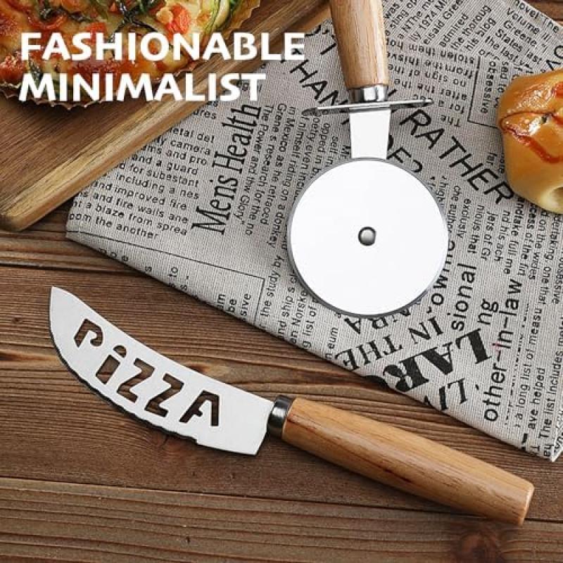 2-Piece Professional Pizza Cutter Set, Stainless Steel Pizza Knife, Ideal for Pizza, Pastry, Bread, Soft & Hard Cheese Cutting