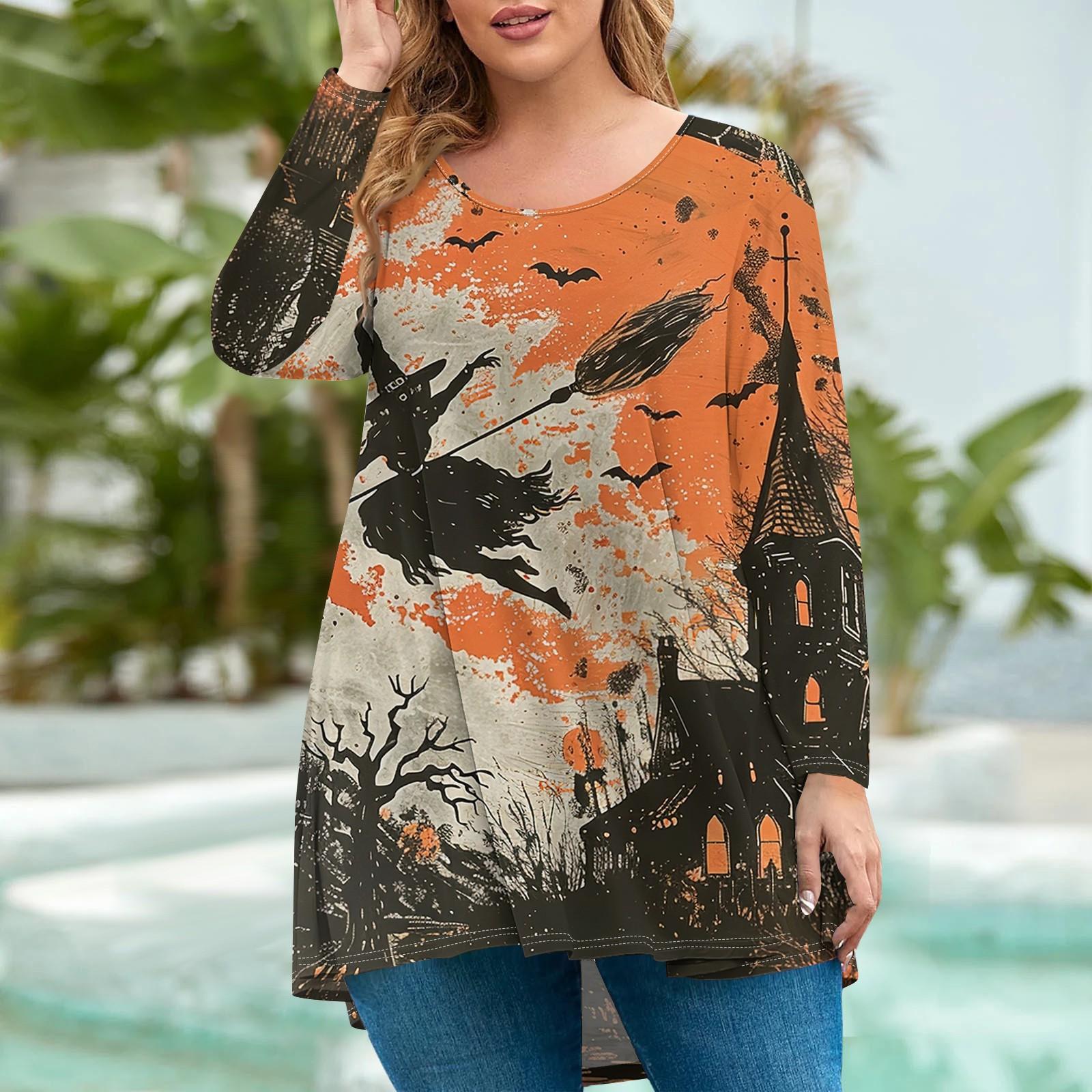 

Женская мода большого размера с круглым вырезом и длинным рукавом, повседневный свободный пуловер с принтом XXXXL