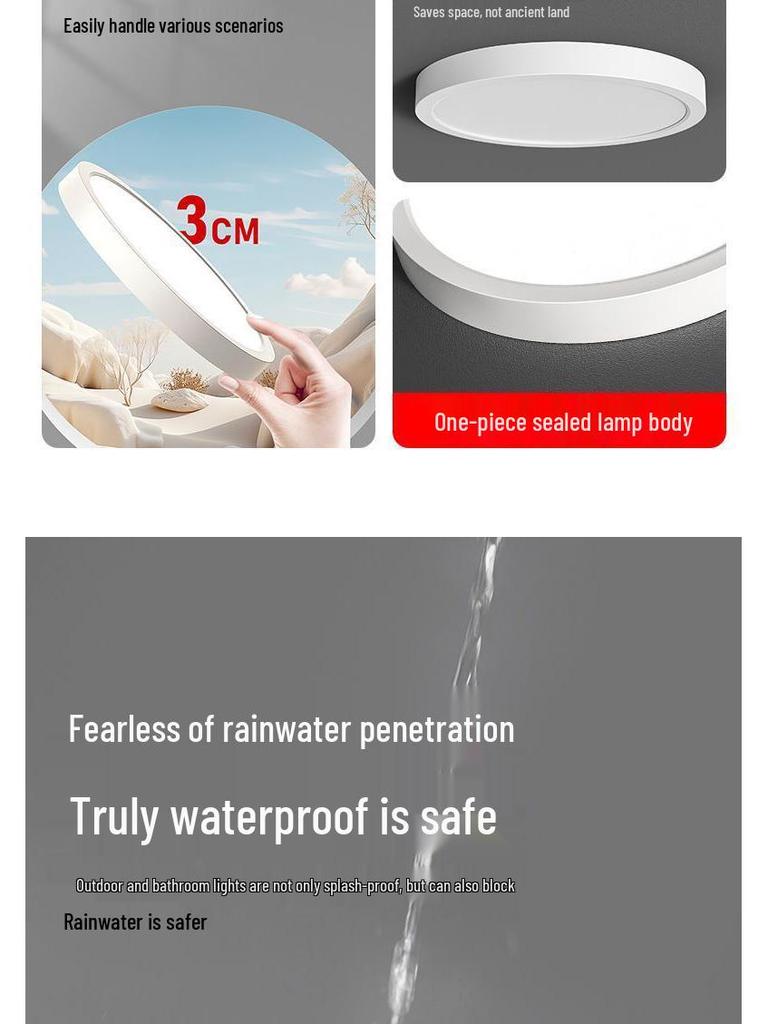 Waterproof LED Ceiling Light for Kitchen, Bathroom, and Outdoor Areas