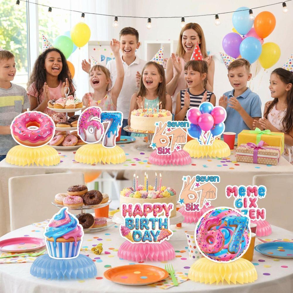 Ice Cream Theme 67 Meme Birthday Decorations Internet Humor Paper 67 Honeycomb Ornaments Colorful Decorative