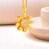 Rose Gold Diamond Inlaid Rotatable Sunflower Pendant Necklace for Women, Live Stream Exclusive Design