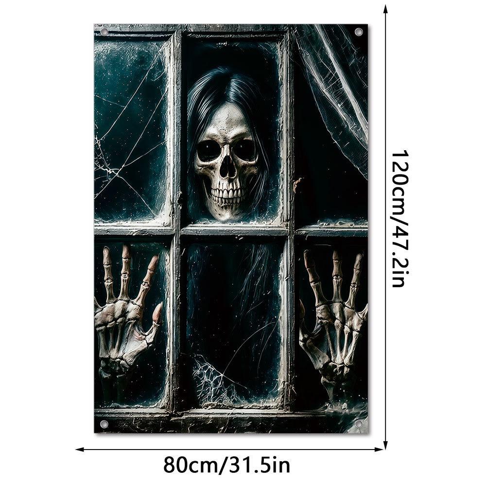 Large Size Halloween Curtain Multicolor Horror Hanging Cloth Fake Window Banner  Home Decoration