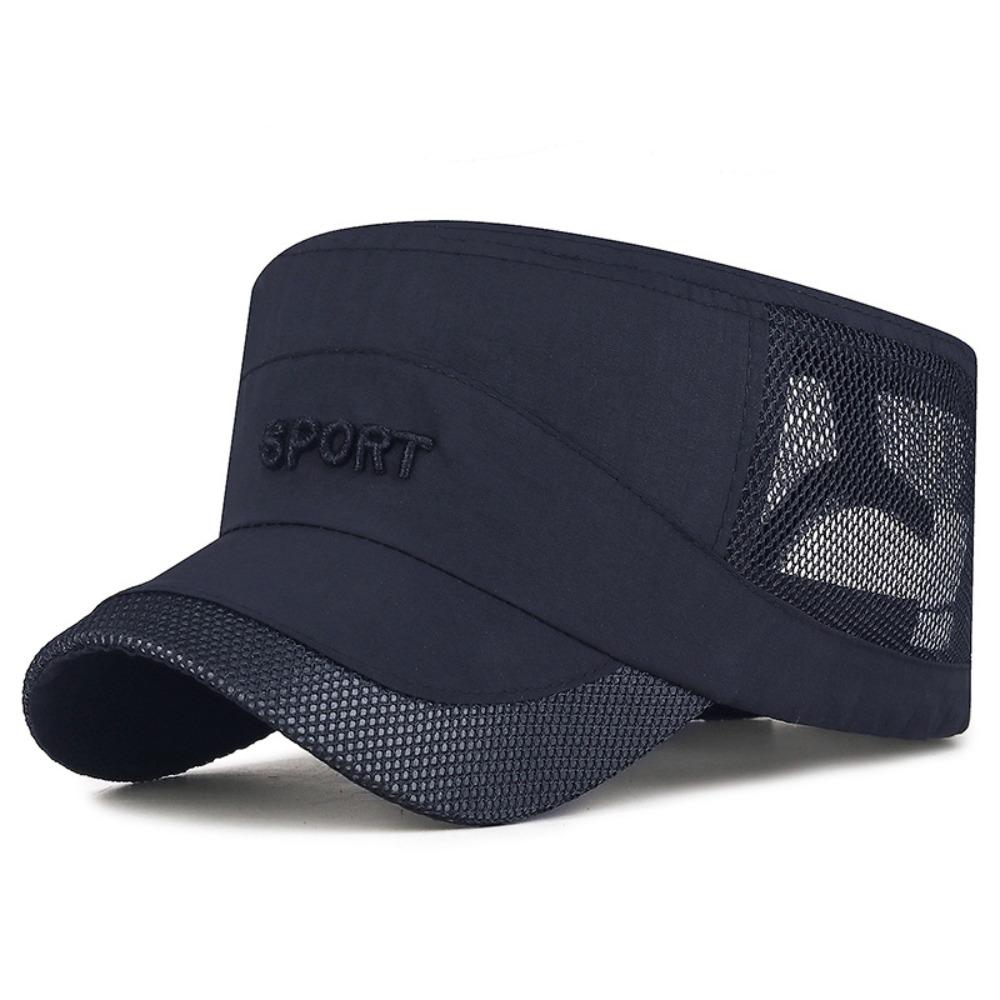 Sun Protection Flat Top Cap Breathable Quick Drying Cap New Mesh Sun Hat Fishing тёмно-синий