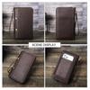 Portfel męski ze skóry naturalnej Clutch Zipper Card Holder Portmonetki męskie Vintage Długie portfele z paskiem na rękę