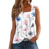 Women's Pleated Square Collar Sleeveless Vest Print T-shirt
