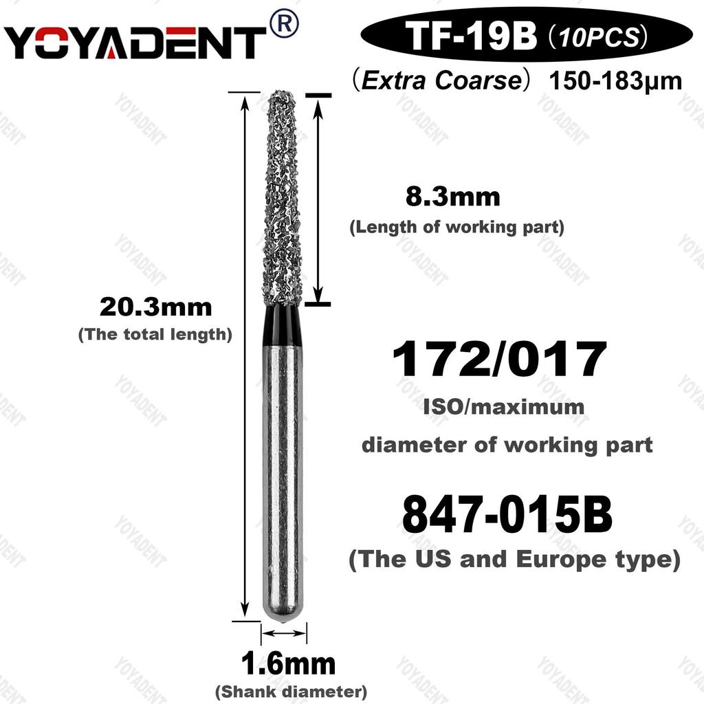 TF Type Extra Coarse Dental Bur Diamond Burs Dentistry Drills Dia.1.6mm For High Speed Turbines Dentist Grinding Tool 10pcs/Pack