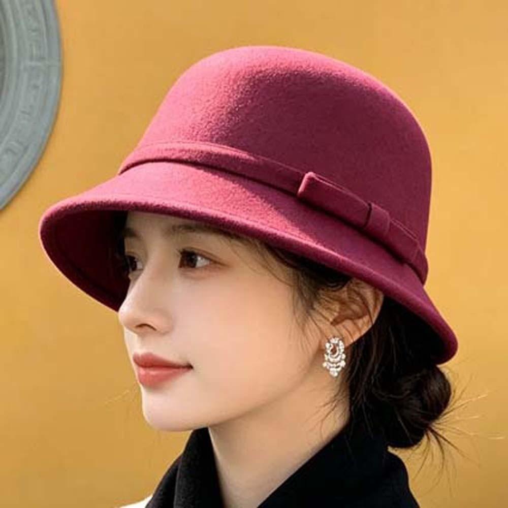 Koreanischer Stil Retro Glockenhut Warmer Fleece Elegante Schirmmütze Vintage Fedora Kappe Fotoshooting