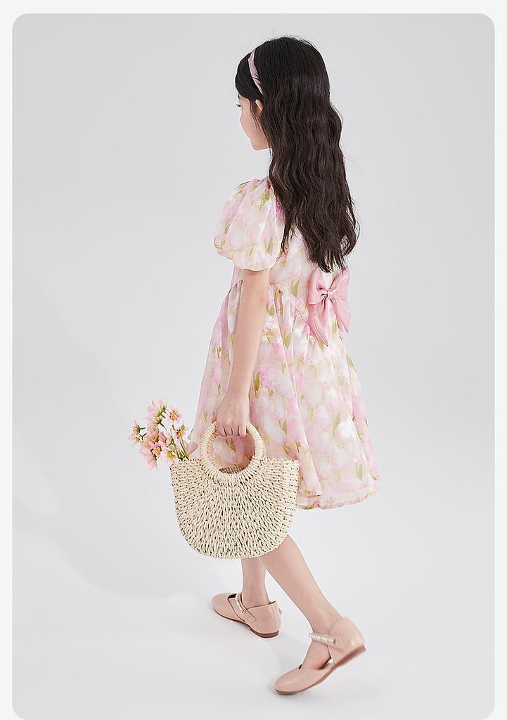 Girls' Chiffon Tulip Big Bow Summer Dresses