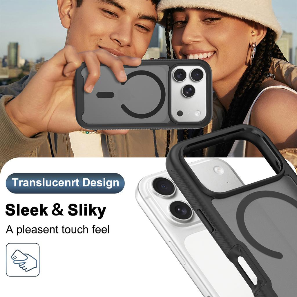 PET Screen Protector Skin Feel Magnetic Phone Case For iPhone 17 Pro Max Air TPU Frame Translucent Frosted Acrylic Cover Fundas