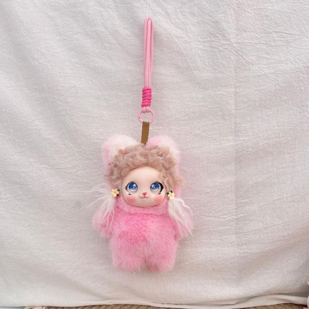 Ornaments Bunny Doll Pendant Soft Fluffy Fluffy Curly Hair Plush Doll  Children's Gift
