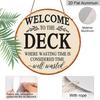 2D Flat, 1pc 7.87x7.87 Inch Round Aluminum Sign, Featuring a "Welcome to the Deck" Vintage Decorative Plaque and a "Relaxation and Leisure Time