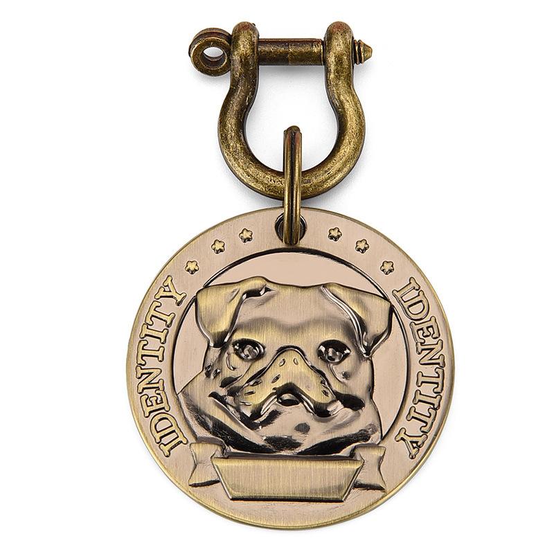 1 Stück Haustier-ID-Tag, bronzefarbenes Namensschild für Hunde und Katzen, personalisierte Adressnummer, ID-Anhänger für Hundehalsband
