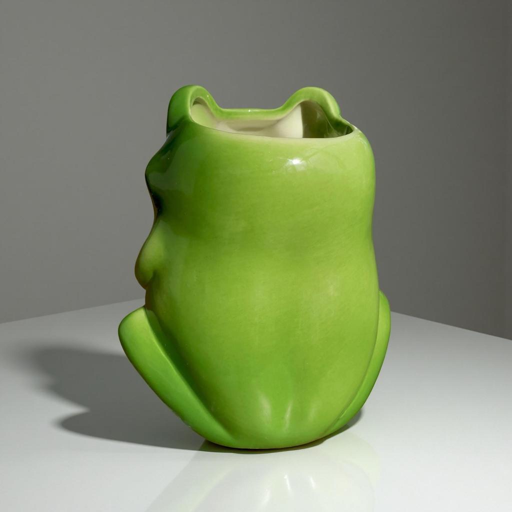 Ceramic Big-Eyed Frog Pen Holder & Animal Ornament