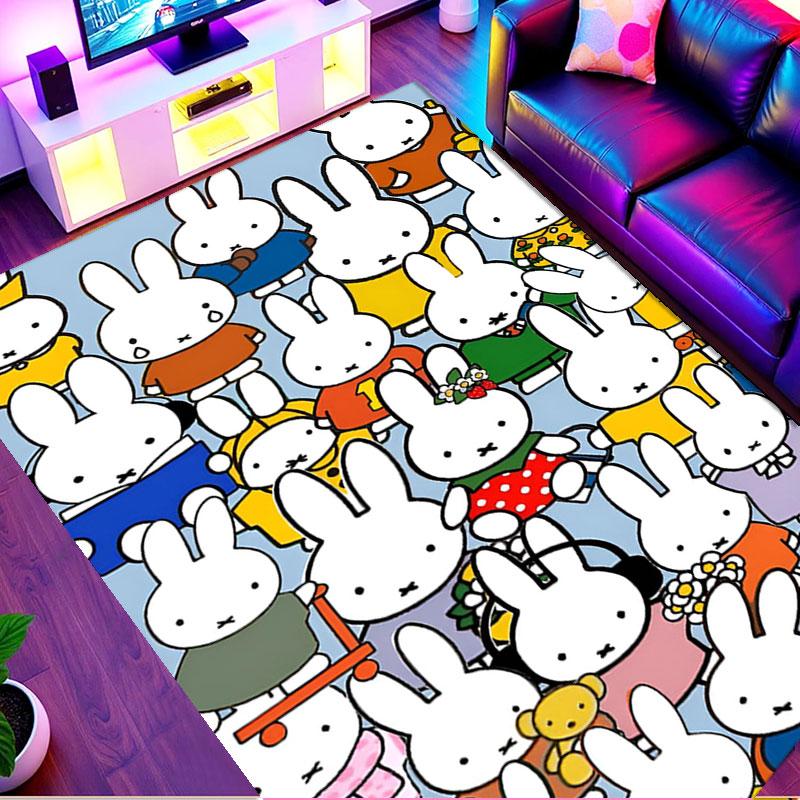 Miffy Print Rug, Washable Floor Carpet, For Entryway Dorm Laundry Room Office Study, Home Decor Birthday Christmas Gift