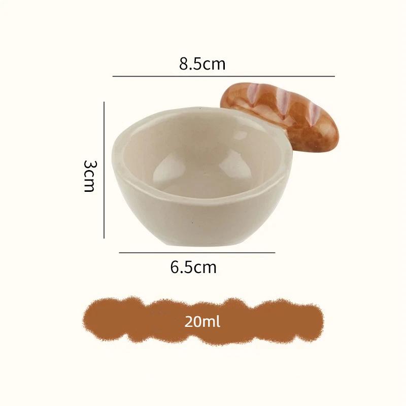 Cute Bakery-Themed Ceramic Small Dish – Baguette and Bread Plate for Restaurant or Home Use
