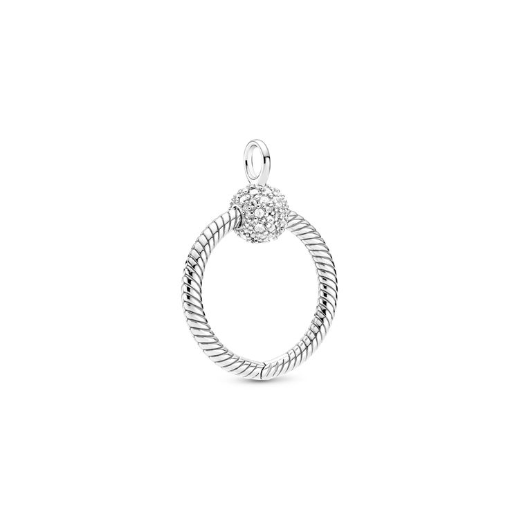 Pandora Moments Pavé O Ring Charm Small Unisex Jewelry Silver 399097C01 Silver