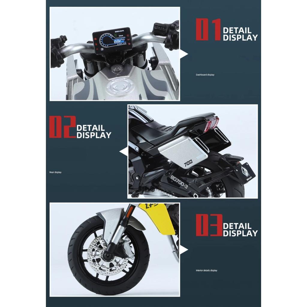 1/12 Tang Knife Lfs700 Racing Cross-country Motorcycle Model Simulation Alloy Toy Street Motorcycle Model Collection Kids Gifts