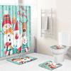 Christmas Bathroom Four-Piece Combination Set Household Door Mat Bedroom Floor Mat Living Room Carpet