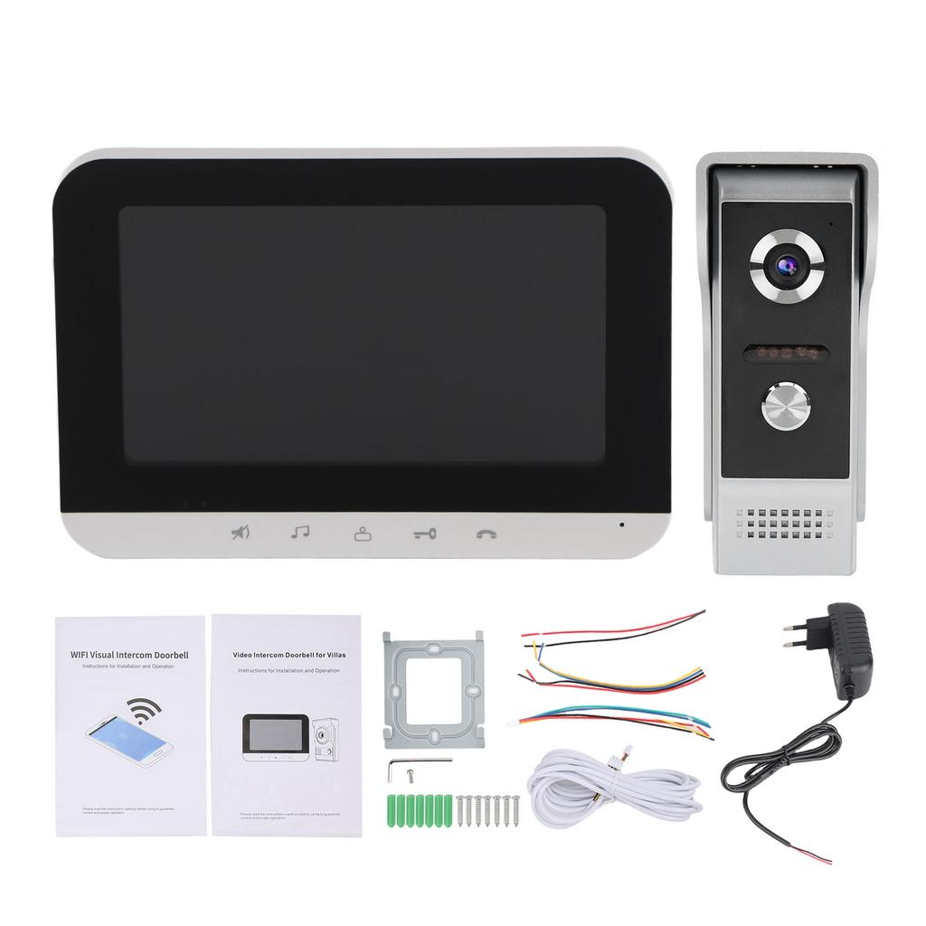 Video Doorbell 7in TFT LCD Intercom Doorphone Wired Wifi Remote Unlocking Monitor