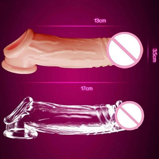 Masculino reutilizável pênis manga vibrador extensor alargamento atraso ejaculação brinquedo sexual