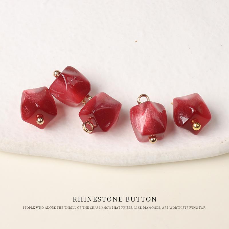 5pcs Color Resin Cut Face Gold Nail Buttons, National Style Cheongsam Hanfu Buttons, Shirt Cardigan Sweater Decorative Buttons